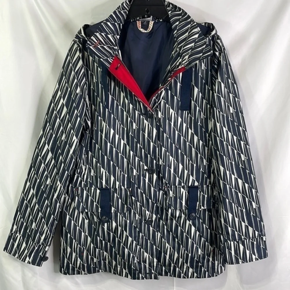 Lands’ End navy white red rain jacket wind jacket